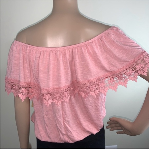 Women’s Pink / Mauve / Blush / Rose Peasant Off The Shoulder Top - Size Medium - Picture 11 of 15